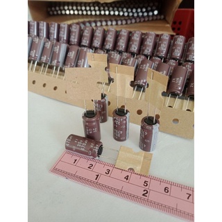 470UF 35V คาปาซิเตอร์105C สีน้ำตาล NIPPON JAPAN (แพ็ค5ตัว) 10x20mm ของแท้ใหม่แกะกล่อง C470UF 35V C 470UF 35V Capacitor