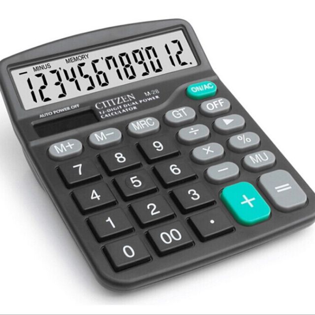 เครื่องคิดเลข Citizen ปฏิบัติการ 12 หลัก จอแสดง LCD  ใช้พลังงานแสงอาทิตย์และแบตเตอรี่