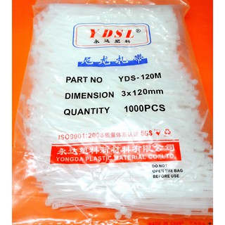 สายรัดเคเบิ้ลไทร์  cable tie  YDS-120M  3X120MM (สีขาว) 950PCS **ยาว 4.5 นิ้ว**