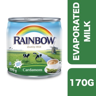 Rainbow Full Cream Evaporated Milk with Cardamom Flavour 170g ++ เรนโบว์ นมข้นจืดฟูลครีมรสลูกกระวาน ขนาด 170g