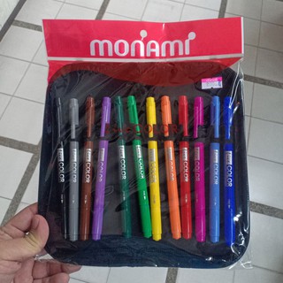 ชุดปากกาเมจิ 2 หัว ชุดสีเข้ม 12 สี พร้อมกระเป๋า Monami/200.-/