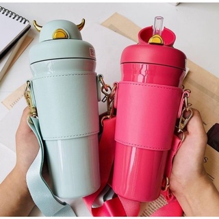 Demon straw thermos cup กระบอกน้ำสแตนเลสฝากระดกเก็บอุหภูมิ