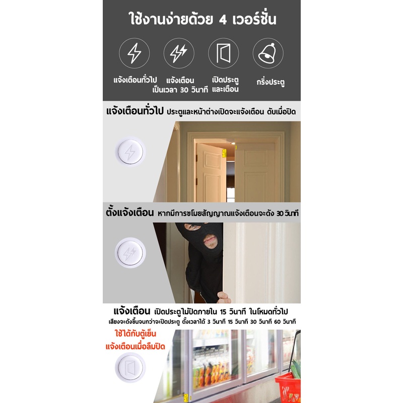 เซ็นเซอร์แจ้งเตือนลืมเปิดปิดประตู เซ็นเซอร์ตรวจจับการเปิดประตู และแจ้งเตือนด้วยเสียง 4In1 | Shopee Thailand