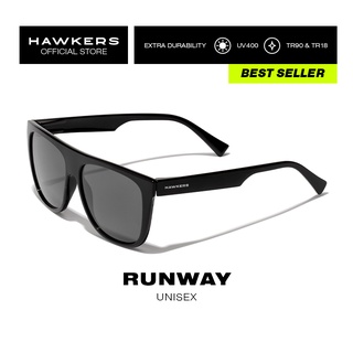 HAWKERS Black RUNWAY Sunglasses for Men and Women, unisex. UV400 Protection. Official product designed in Spain 110040