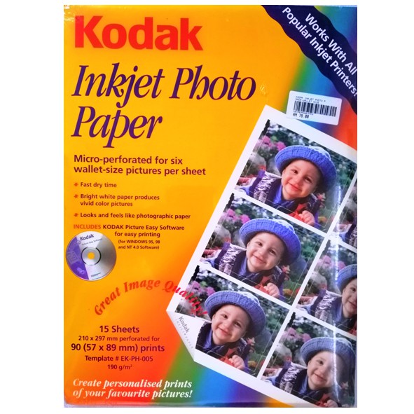 KODAK Inkjet Photo Paper กระดาษภาพถ่ายขนาดกระเป๋าสตางค์