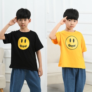 HOT                                ┇เสื้อยืดเด็ก 2021 ฤดูร้อนใหม่สไตล์ผ้าฝ้ายคอกลมแขนสั้น big boy boy drew house ยิ้มพิม