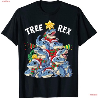 moliure Christmas Christmas Dinosaur Tree Rex Pajamas Men Boys Xmas Santa Hat T-Shirt เสื้อยืดพิมพ์ลาย