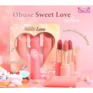 OB-1431 OBUSE SWEET LOVE COLOR LIP SET โอบิวซ์ สวีท เลิฟ คัลเลอร์ ลิป เซ็ต 3 ชิ้น ลิปแมทท์ ติดทน