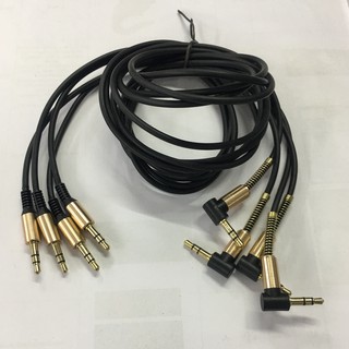 สายสัญญาณเสียงหัวงอ Audio Cable 2/3meters 3.5mm to 3.5 mm Jack Aux Cord Gold-Plated Metal Connector Audio Cable Black