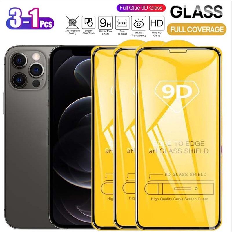3PCS 9D ทุกรุ่ ฟิล์ม For iPhone ทุกรุ่น 16 15 Pro Max 14 13 Pro 12 Pro XR 11 XS Max XR 8 7 6 Plus 12 13 Mini