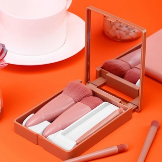 [ 5Pcs/Set   Translucent Box Mirror  Mini Makeup Cosmetic Brushes Sets   Facial Beauty Makeup Tools ]