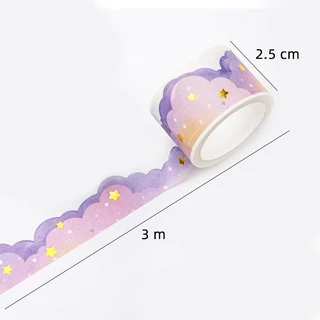 สติกเกอร์เทปวาชิ ลายก้อนเมฆ สีบรอนซ์ 3 เมตร สําหรับตกแต่งไดอารี่ นักเรียน DIY