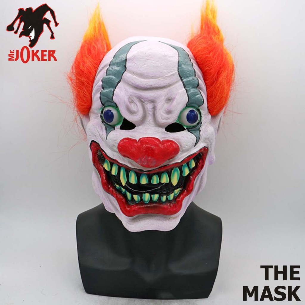 Mask หน้ากาก Joker โจ๊กเกอร์ ตัวตลก Devil Clown ปีศาจ สุดโหด BB GUN บีบีกัน Cosplay Halloween ฮาโลวีน รุ่น หน้ากาก E 014