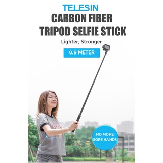 TELESIN ไม้เซลฟี่ คาร์บอน เบาที่สุด Carbon Fiber + ขาตั้ง Tripod Selfie Stick Waterproof 2019 Newest Gopro Osmo Yi SJCAM