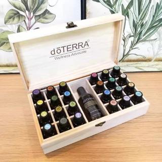 doterra 25 ช่องกล่องไม้สําหรับใส่จัดเก็บของ 5 มล. - 15 มล. 24 1 rollerball