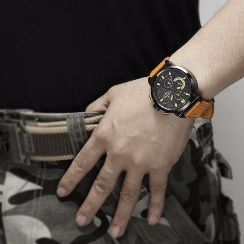naviforce watch แท้ นาฬิกาข้อมือรุ่น NF9068-BYBNสายหนังสีน้ำตาลหน้าปัดใช้งานได้จริงทุกเข็ม