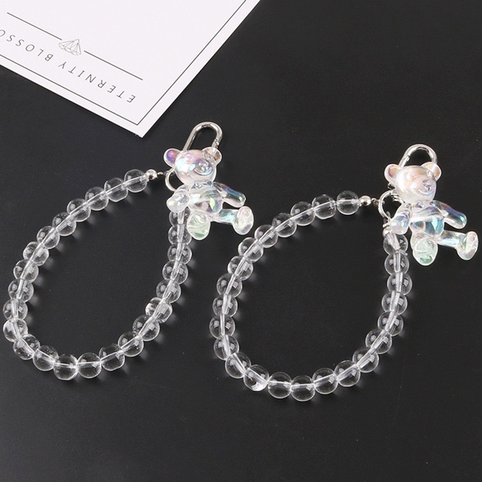 SALE รวมพวงกุญแจ คริสตัล หมีสีใส ผีเสื้อ ไข่มุก สีขาว ดอกไม้ Bling Heart Sparkling พวงกุญแจสไตล์เกาหลี ที่ห้อย Airpods