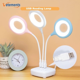 โคมไฟอ่านหนังสือ LED 3 สี แบบพกพา ปลั๊ก USB ยืดหยุ่น งอได้ สว่างพิเศษ / การศึกษา ห้องนอน ประหยัดพลังงาน ถนอมสายตา