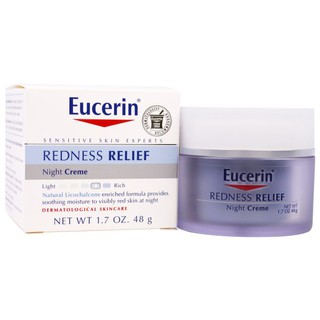 Eucerin Redness Relief Dermatological Skincare Night Creme 1.7oz (48g) ครีมกลางคืน สูตรอ่อนโยน