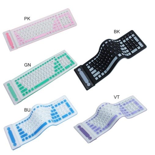 FLEXIBLE Keyboard USB คีย์บอร์ด แบบยาง กันน้ำ ม้วนเก็บได้ มีแป้นพิมพ์ภาษาไทย+อังกฤษ+ตัวเลข สินค้าของแท้100%
