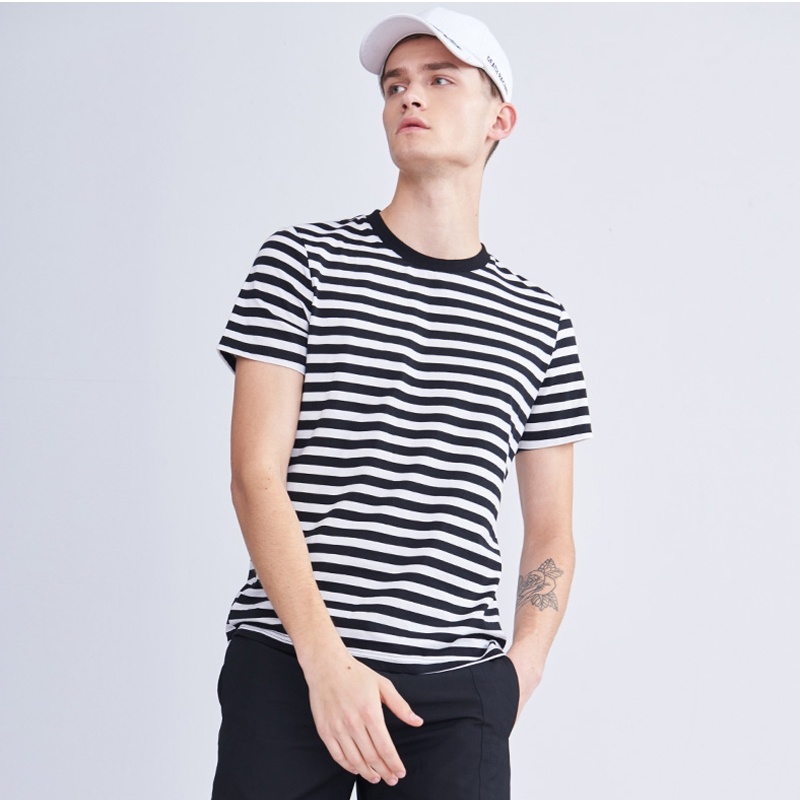 Caspa เสื้อยืดลายทาง Size S M L XL XXL มี2 Cuttingคุณภาพ รุ่น - M399T