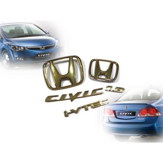 5PCS Honda CIVIC ivtec 2006-2011  gold Car Logo Emblem