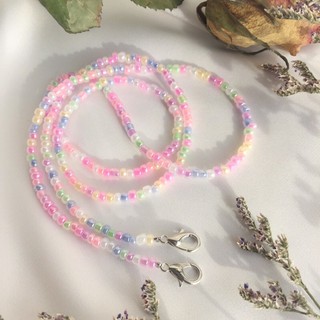 COLORFUL GLASSY PEARL BEADS ⚪️✨ Face mask lanyard 🐻 สายคล้องแมสลูกปัด