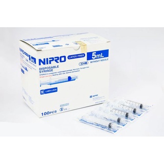 Nipro Disposable Syringe กระบอกฉีดยา ไม่มีหัวเข็มฉีดยา ขนาด 5ML 100ชิ้น/กล่อง