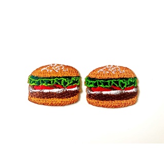 ตัวรีดติดเสื้อ แฮมเบอร์เกอร์ Hamburger เบอร์เกอร์จิ๋ว การ์ตูน น่ารัก เท่ห์ๆ ตัวรีด (Size S) อาร์มรีด อาร์มรีดติดเสื้อ