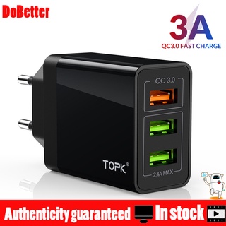 Dobetter Topk อะแดปเตอร์ชาร์จไฟ 30W Qc3.0 3 Usb แบบติดผนัง