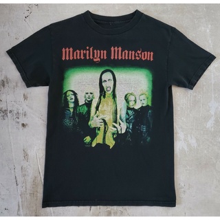 ROUND คอลูกเรือเสื้อยืดผ้าฝ้าย พิมพ์ลาย Marilyn Manson Tour Merch Band FOhnkj77IDcnlp47 2013-4XL