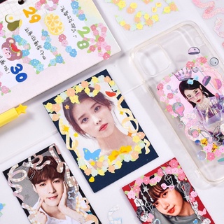 B23💐สติกเกอร์น่ารัก สติ๊กเกอร์ไดคัท สีสวย สติกเกอร์ตกแต่ง DIY สำหรับตกแต่งไดอารี่ ลายริบบิ้น ลายดอกไม้ 1แผ่น