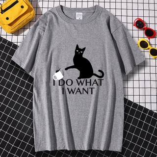 เสื้อยืดผ้าฝ้ายพรีเมี่ยม เสื้อยืดแขนสั้นลําลอง ผ้าฝ้าย พิมพ์ลาย I Do What I Want สวมใส่สบาย เหมาะกับการพกพาเดินทาง สไตล์