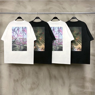 [S-5XL]เสื้อยืดแขนสั้น ผ้าฝ้ายแท้ ทรงหลวม พิมพ์ลายดอกไม้ Fear OF GOD สไตล์สตรีท สําหรับผู้ชาย และผู้หญิง