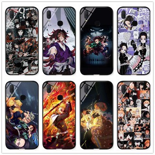 สําหรับ Vivo Y11 / Y19 / U3 / Y5S / Z5i อะนิเมะ Demon Slayer: Kimetsu No Yaiba กระจกนิรภัย ป้องกัน เคสโทรศัพท์ แบบแข็ง