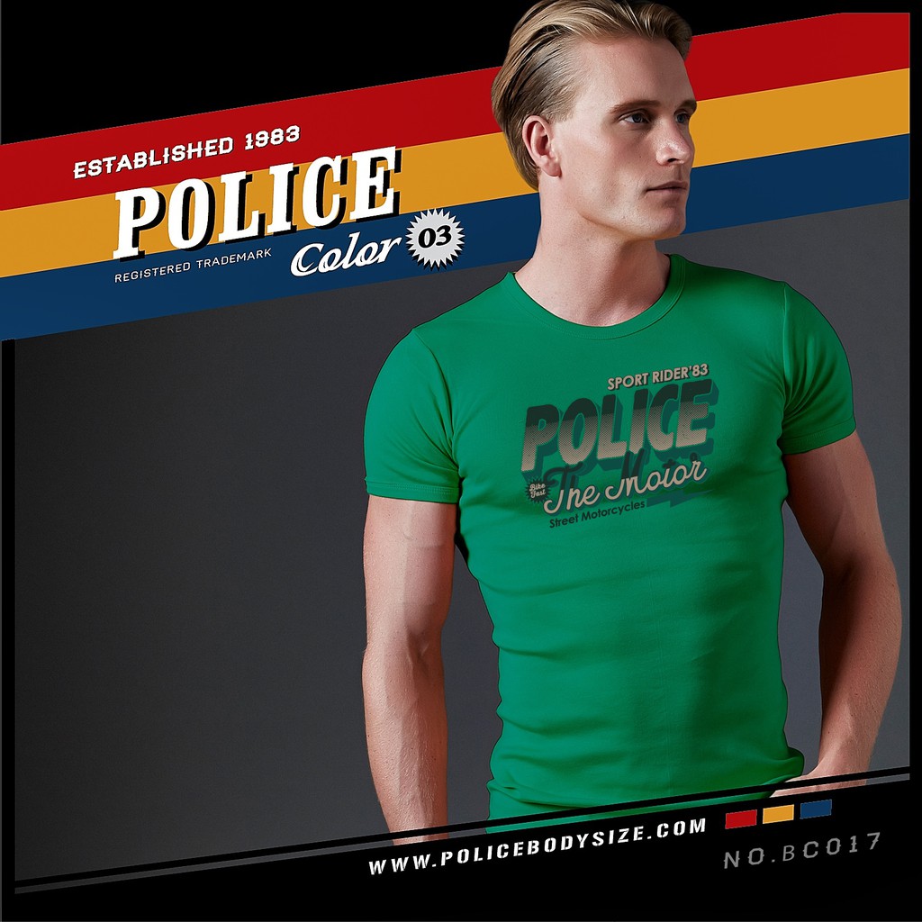 Police Bigsize เสื้อยืด ทรง Slim รุ่น Color3 (BC017)