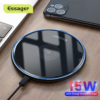 Essager ที่ชาร์จไร้สาย 15W Qi สําหรับ iP 11 Pro Xs Max X Xr 8 Samsung S20 Xiaomi mi 9