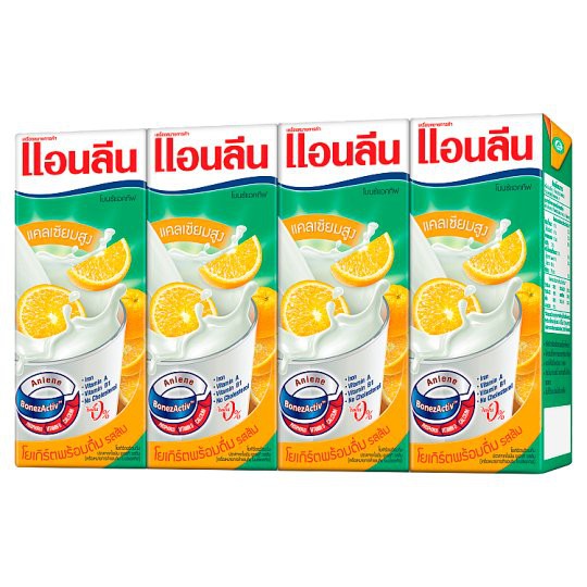 (ขายยกลัง)Anlene BonezActiv UHT Yogurt Milk แอนลีน โบนซ์แอคทีฟ นมเปรี้ยวยูเอชที โยเกิร์ตพร้อมดื่ม รสส้ม 180 มล.x48 กล่อง