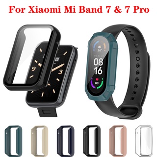 2in1 ฟิล์มกระจกนิรภัยกันรอยหน้าจอ แบบเต็มจอ สําหรับ Xiaomi Mi Band 7 7 Pro Xiomi Miband 7pro