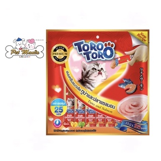 Toro Toro ขนมครีมแมวเลีย รสปลาทูน่าผสมปลาแซลม่อน 15gx25ซอง