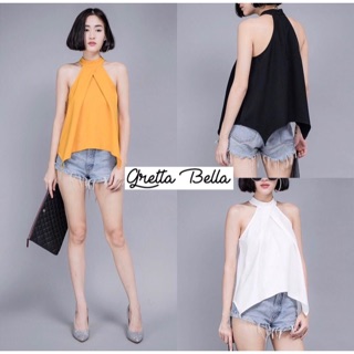 (new)Sleeveless Top เสื้อทรงเว้าไหล่ จับจีบด้านหน้า ผ้าดี ทรงสวย