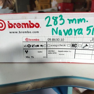 จานเบรคหน้า Nissan Navara 5MT กว้าง 283mm Brembo