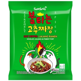 Samyang Hot Pepper Jjajang Ramen ซัมยัง ฮอต เปปเปอร์ จาจัง ราเมน บะหมี่กึ่งสำเร็จรูปรสซอสถั่วดำสูตรเผ็ด 136 กรัม