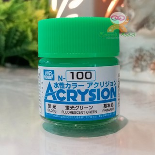 สีสูตรน้ำ Acrysion N100 FLUORESCENT GREEN (Gloss) 10ml