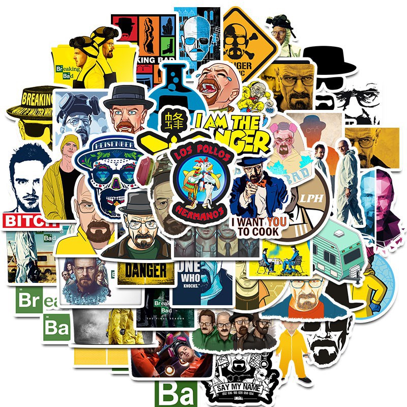 【LARGE STICKER】50pcs Breaking Bad Stickers Movie Stickers for Car Motorcycle Travel Luggage Phone Gu
