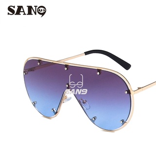 【Support wholesale】COD (San9)Western Design Rivet large frame sunglasses 2022 new metal one-piece sunglasses