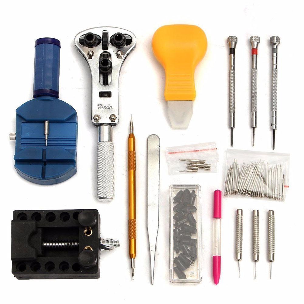 144pcs ชุดเครื่องมือซ่อมนาฬิกาอุปกรณ์ซ่อมนาฬิกาWatch Case Holder Opener Pin Link Remover Repair Tool Kit งมือซ่อมนาฬิก