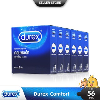 Durex Comfort ถุงยางอนามัย ใหญ่พิเศษ ผิวเรียบ ขนาด 56 มม. บรรจุ 6 กล่อง (18 ชิ้น)