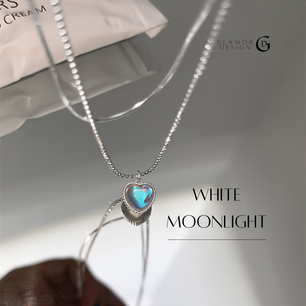 GLAMOR✨ สร้อยคอเงินแท้ White Moonlight สร้อยเงินแท้925 พร้อมจี้รูปหัวใจสวยๆ สร้อยคอแฟชั่น สร้อยเงิน