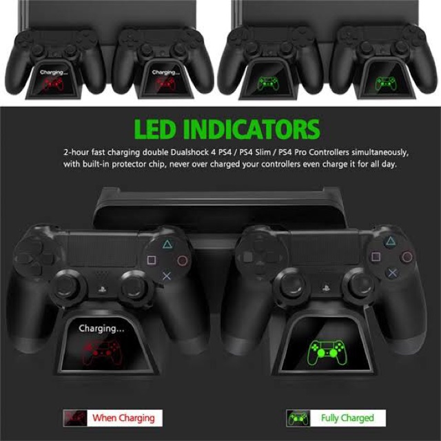 Dobe ขาตั้งเครื่อง Ps4 Pro/Slim มีไฟบอกสถานะการชาร์จจอย (Stand for Ps.4)(ขาตั้ง ps4 3 in 1)(ขาตั้งPS4)(PS4 Stand)